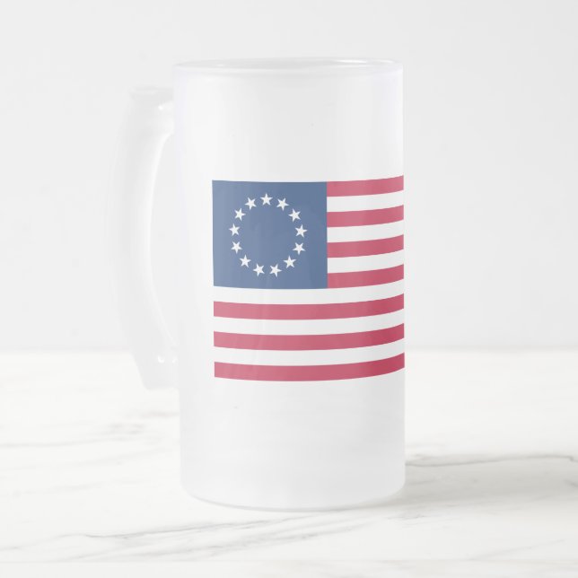 Caneca De Cerveja Vidro Jateado O Círculo de Estrelas, Bandeira Americana por Bets (Frente Esquerda)