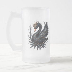 Caneca De Cerveja Vidro Jateado O Cisne Obsidiano da Graça ao Luar. No crepúsculo