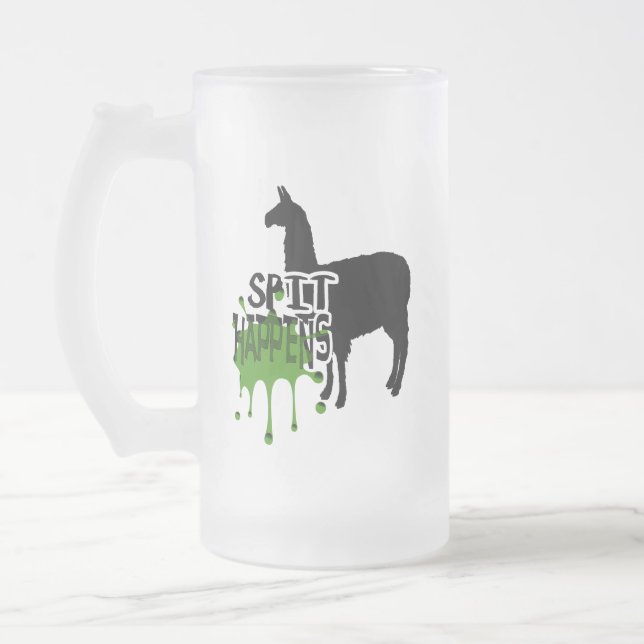 Caneca De Cerveja Vidro Jateado O cuspe engraçado de Meme do lama acontece (Esquerda)