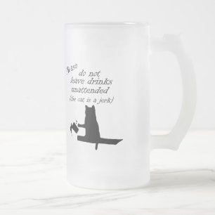 Caneca De Cerveja Vidro Jateado O Gato é um Idiota