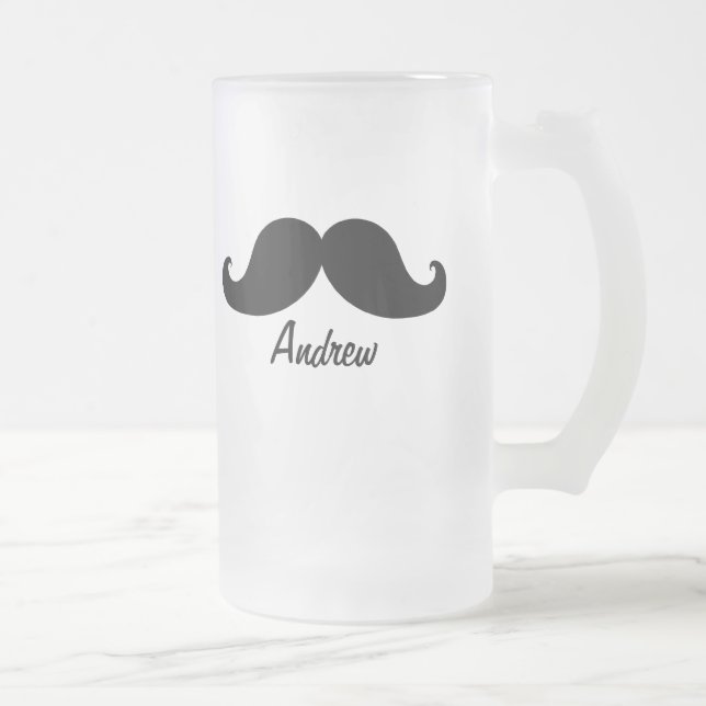 CANECA DE CERVEJA VIDRO JATEADO O MELHOR BIGODE PRETO PERSONALIZADO (Direita)