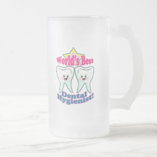 Caneca De Cerveja Vidro Jateado O melhor higienista dental dos mundos
