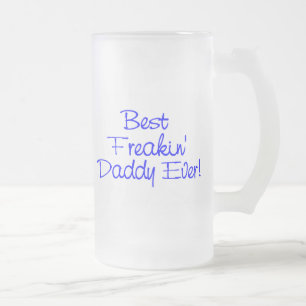 Caneca De Cerveja Vidro Jateado O melhor pai de Freakin nunca (azul)