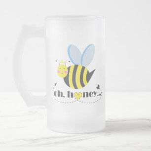 Caneca De Cerveja Vidro Jateado Ó Namorados de mel, rainha da abelha com tiara