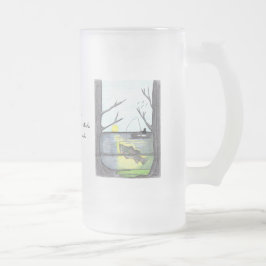 Caneca De Cerveja Vidro Jateado O Pescador... Fosco Vidro...