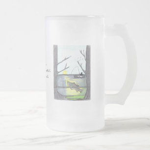 Caneca De Cerveja Vidro Jateado O Pescador... Fosco Vidro...
