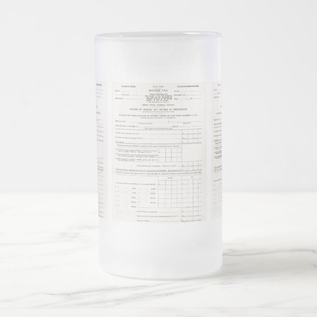 Caneca De Cerveja Vidro Jateado O primeiro imposto sobre o rendimento da América,  (Centro)