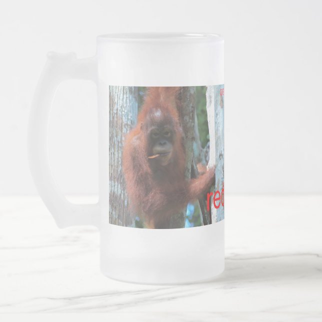 Caneca De Cerveja Vidro Jateado O Redhead da natureza: o macaco vermelho (Esquerda)