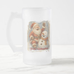 Caneca De Cerveja Vidro Jateado O riso de Papai Noel no Encanto de Inverno