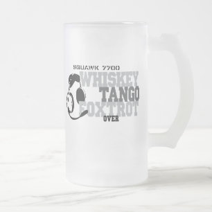 Caneca De Cerveja Vidro Jateado O tango do uísque Foxtrot - humor da aviação