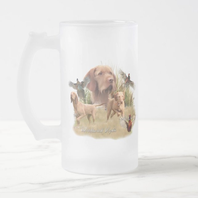 Caneca De Cerveja Vidro Jateado O Wirehaired Vizsla húngaro (Esquerda)