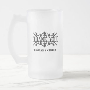 Caneca De Cerveja Vidro Jateado Obrigado    Casamento