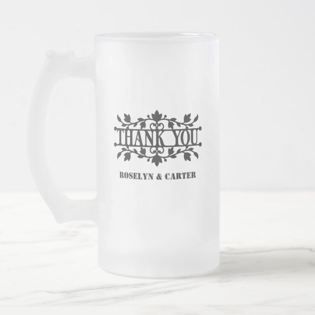Caneca De Cerveja Vidro Jateado Obrigado | Casamento (Esquerda)