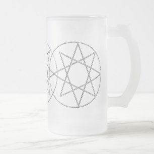 Caneca De Cerveja Vidro Jateado Octograma em Cinza