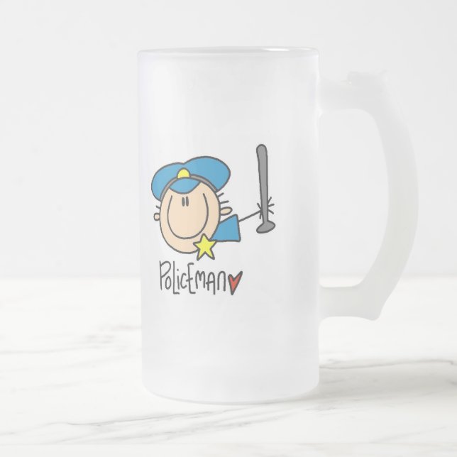 Caneca De Cerveja Vidro Jateado Ocupação do polícia (Direita)