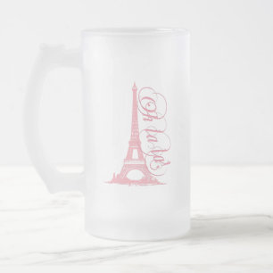 Caneca De Cerveja Vidro Jateado Oh La La - Torre Eiffel Paris França