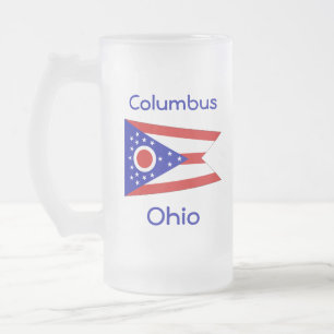 Caneca De Cerveja Vidro Jateado Ohio Flag Map City Mug