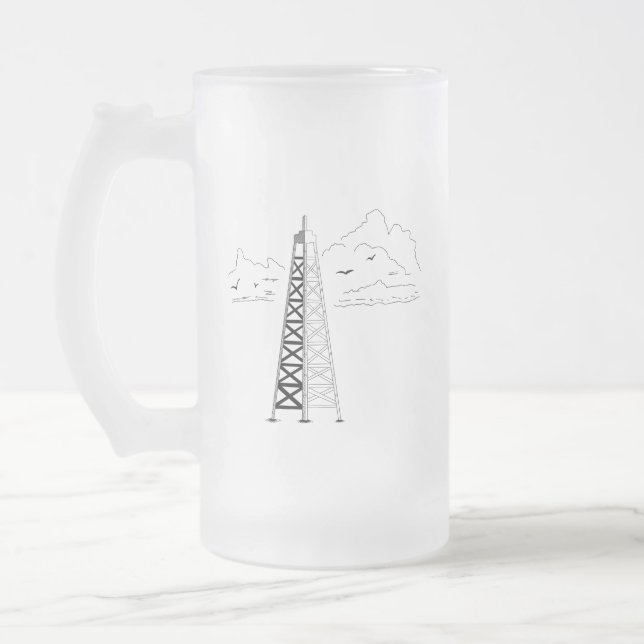 Caneca De Cerveja Vidro Jateado Oil Rig Frosted Mug (Esquerda)