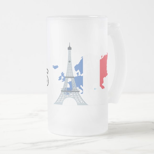 Caneca De Cerveja Vidro Jateado Olá Fosco de Paris Beer Mug (Frente Esquerda)