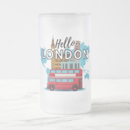 Caneca De Cerveja Vidro Jateado Olá London Fosco Glass Beer Mug