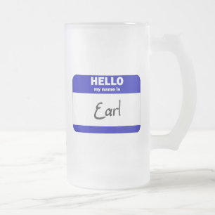 Caneca De Cerveja Vidro Jateado Olá! meu nome é o conde (azul)