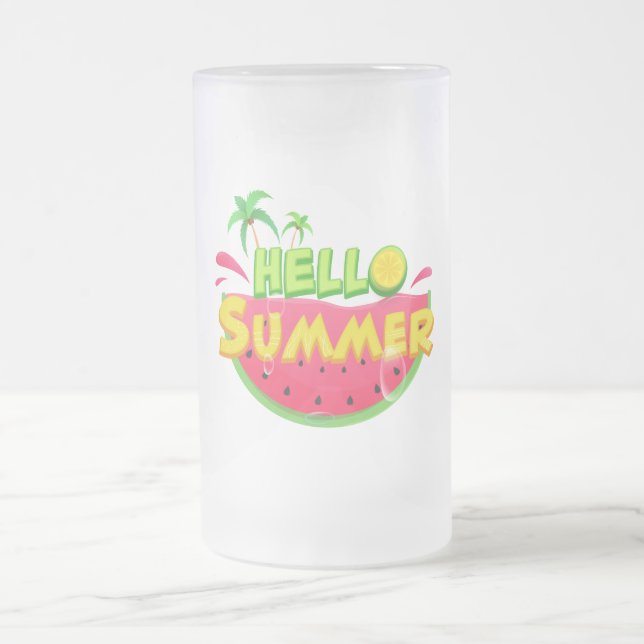Caneca De Cerveja Vidro Jateado Olá Summer Watermelon (Centro)