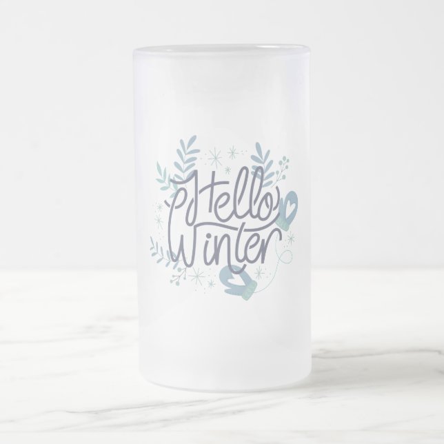 Caneca De Cerveja Vidro Jateado Olá Winter (Centro)