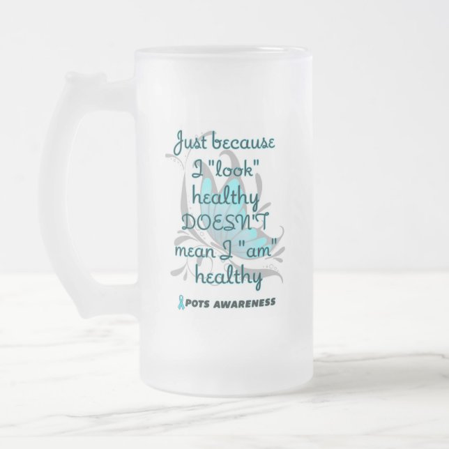 Caneca De Cerveja Vidro Jateado "Olhe" saudável/Borboleta...POTES (Esquerda)