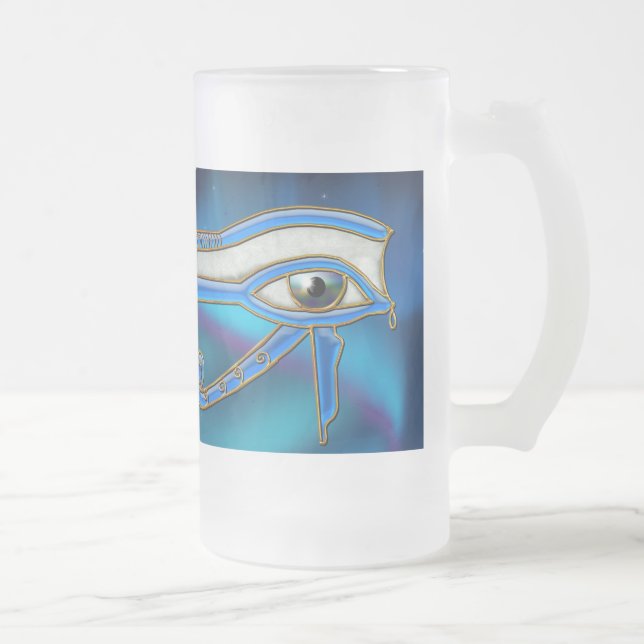 Caneca De Cerveja Vidro Jateado Olho de Horus Wadjet egípcio Art Mug (Direita)