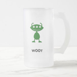 Caneca De Cerveja Vidro Jateado Olho Triplo w00t verde
