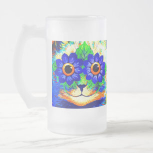 Caneca De Cerveja Vidro Jateado Olhos de Flor de Gato