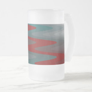 Caneca De Cerveja Vidro Jateado ondas de cinza teal burgundy