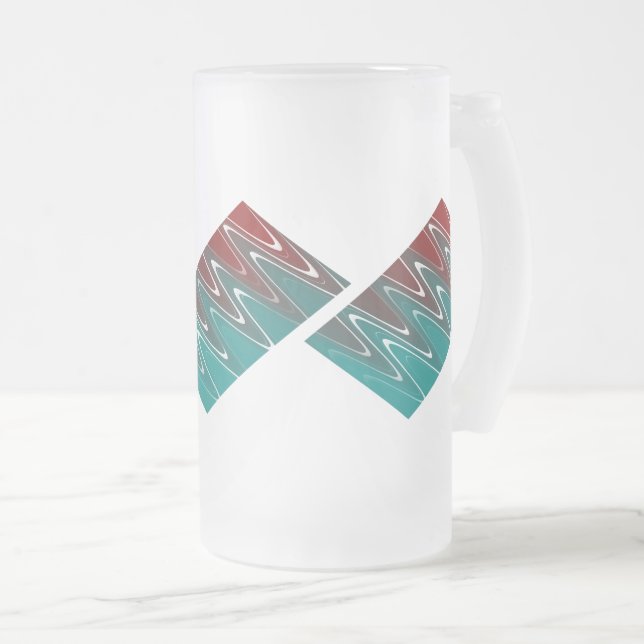 Caneca De Cerveja Vidro Jateado Ondas em branco (Frente Esquerda)