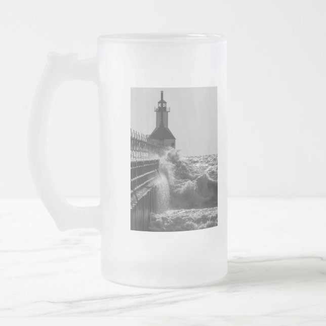 Caneca De Cerveja Vidro Jateado Ondas Feridas Na Rua Joseph Grayscale (Esquerda)