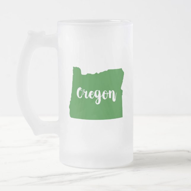 Caneca De Cerveja Vidro Jateado Oregon State Green (Esquerda)