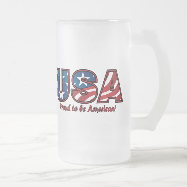 Caneca De Cerveja Vidro Jateado Orgulho Americano (Direita)