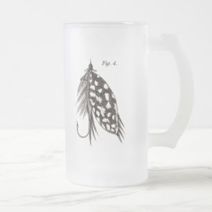 Caneca De Cerveja Vidro Jateado Os 1800s do vintage que dobram a pesca com mosca