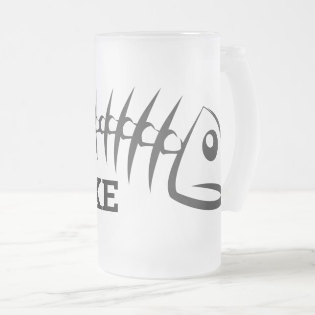 Caneca De Cerveja Vidro Jateado Ossos de peixe (Frente Esquerda)