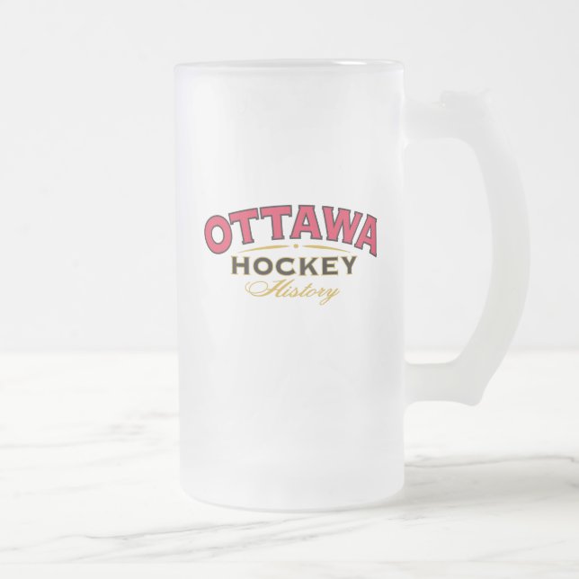 Caneca De Cerveja Vidro Jateado Ottawa Hockey History Fosco Vídeo (Direita)