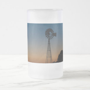 Caneca De Cerveja Vidro Jateado Ozark Windmill Sunset Fosco Mug