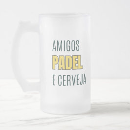 Caneca De Cerveja Vidro Jateado Padel e Amigos