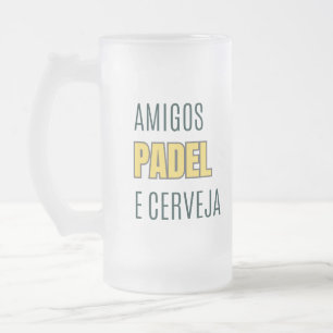 Caneca De Cerveja Vidro Jateado Padel e Amigos