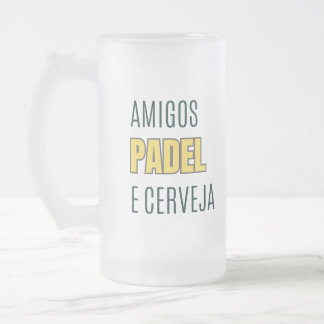Caneca De Cerveja Vidro Jateado Padel e Amigos