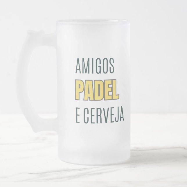Caneca De Cerveja Vidro Jateado Padel e Amigos (Esquerda)