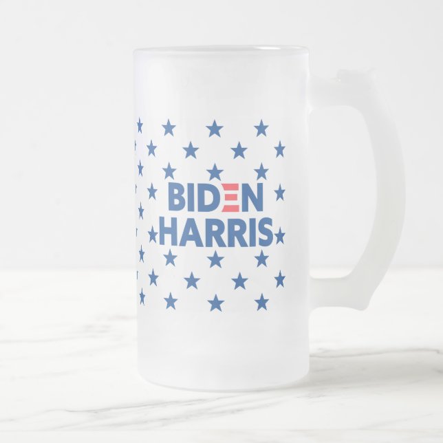 Caneca De Cerveja Vidro Jateado Padrão Biden / Harris Blue Stars (Direita)