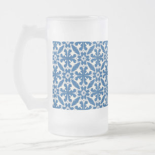 Caneca De Cerveja Vidro Jateado Padrão Boho em Azul – Elegante e Ousado
