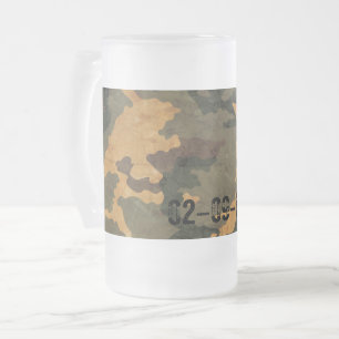 Caneca De Cerveja Vidro Jateado Padrão de camuflagem verde vintage 2020
