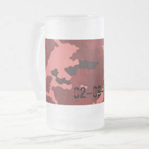 Caneca De Cerveja Vidro Jateado Padrão de camuflagem vermelha