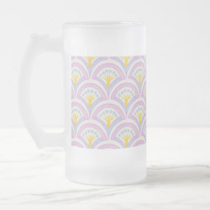 Caneca De Cerveja Vidro Jateado padrão de concha em cores pastel