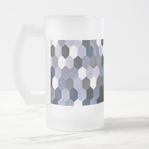 Caneca De Cerveja Vidro Jateado Padrão de favo de mel em cores invernais cinza e a